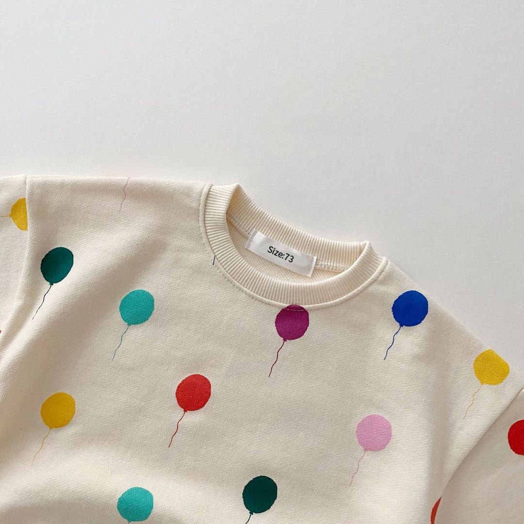 version of baby baby spring and autumn love balloon foreign atmosphere boys and girls hoodie baby comfortable two pieces