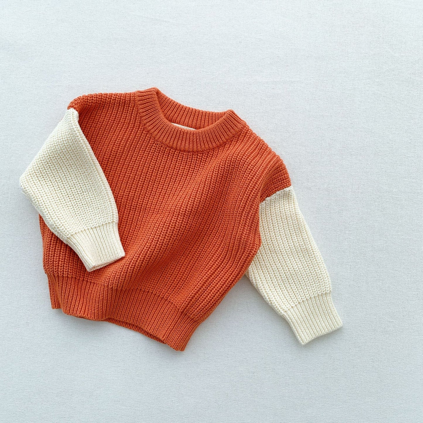Autumn Winter Newborn Baby Boys Girls Warm Sweaters Long Sleeve Round Neck Contrast Color Loose Knitwears Sweaters Tops Clothes
