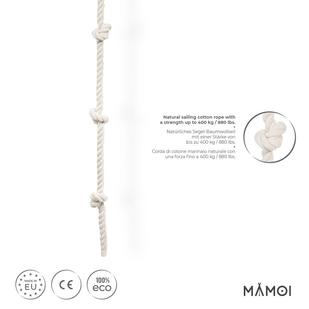 MAMOI® Kletterseil für Kinder | Kletterseil Kinder Indoor | Knotenseil Klettertau aus Baumwolle 460 cm Seil Kinder Outdoor | 100% ECO | Made in EU-1
