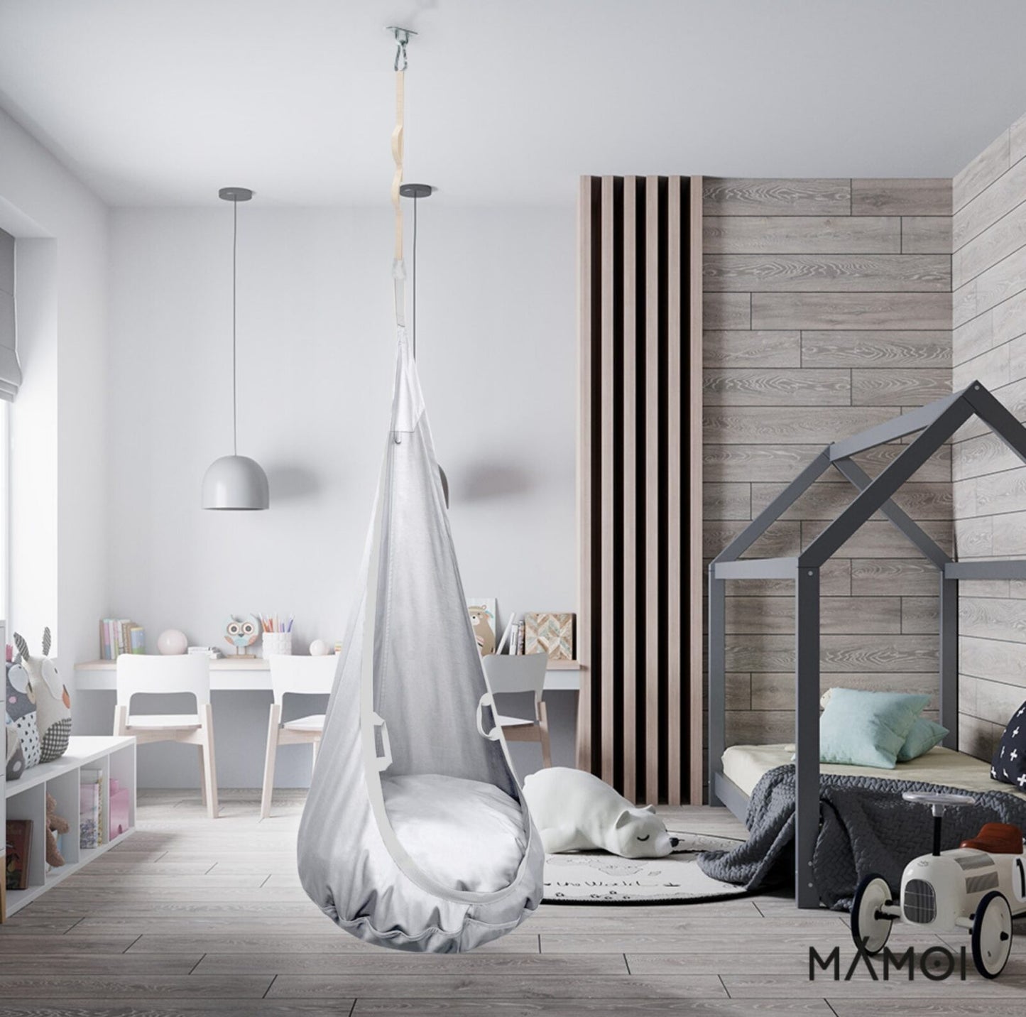 MAMOI® Hängesessel für kinder, Schaukel für kinderzimmer, Hängehöhle, Hängeschaukel, Sensory swing, Schaukeltuch indoor, Hängesack, Tuchschaukel, Babyschaukel, Hängetuch-4