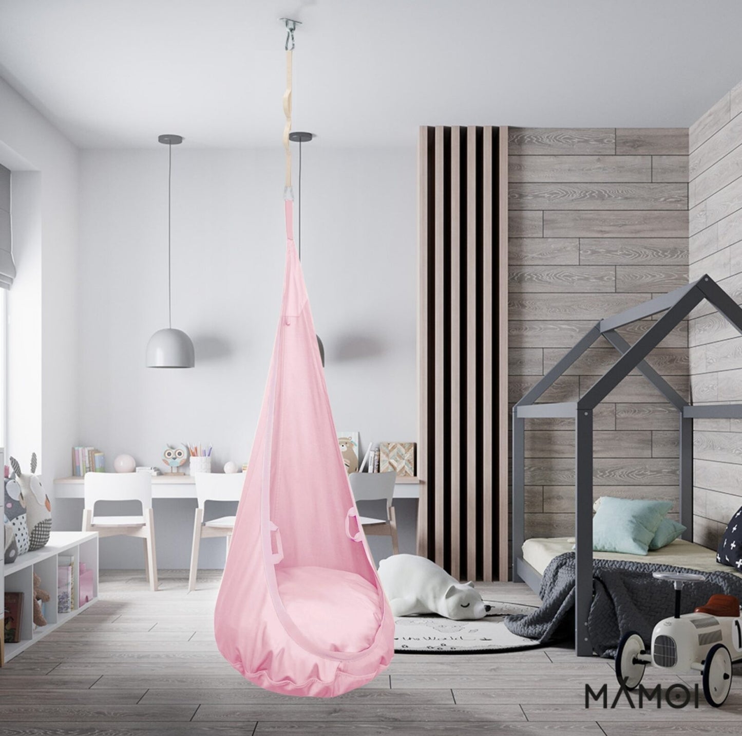 MAMOI® Hängesessel für kinder, Schaukel für kinderzimmer, Hängehöhle, Hängeschaukel, Sensory swing, Schaukeltuch indoor, Hängesack, Tuchschaukel, Babyschaukel, Hängetuch-4