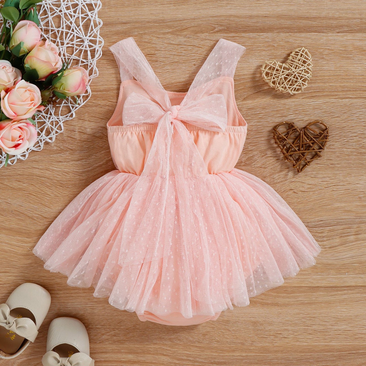 Baby mesh halter skirt bow ha dress
