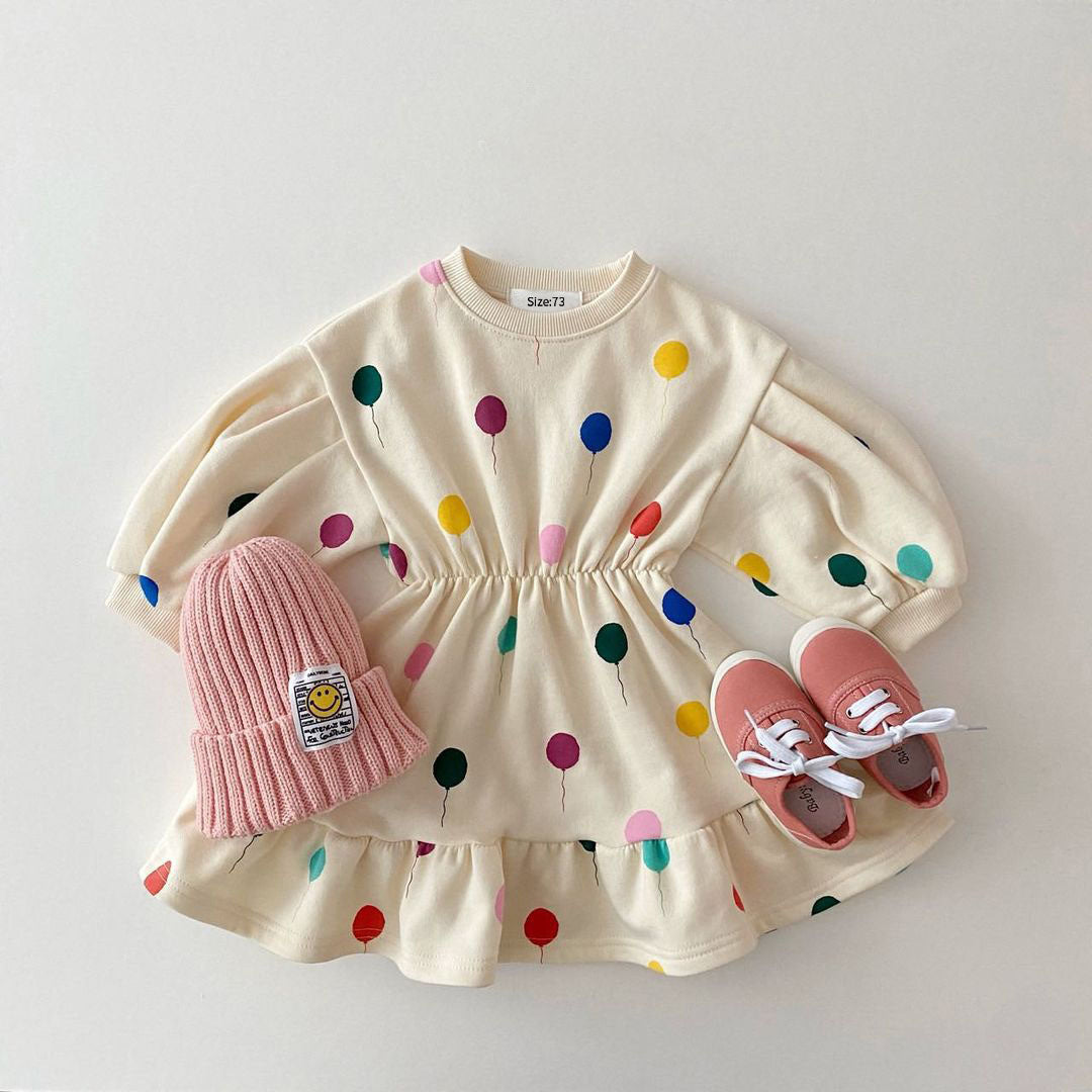 version of baby baby spring and autumn love balloon foreign atmosphere boys and girls hoodie baby comfortable two pieces
