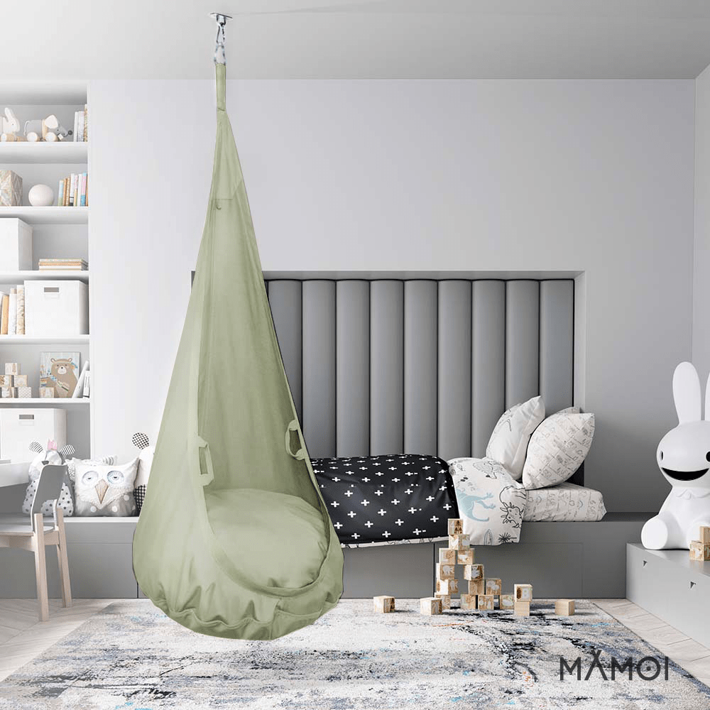 MAMOI® Hängesessel für kinder, Schaukel für kinderzimmer, Hängehöhle, Hängeschaukel, Sensory swing, Schaukeltuch indoor, Hängesack, Tuchschaukel, Babyschaukel, Hängetuch-3