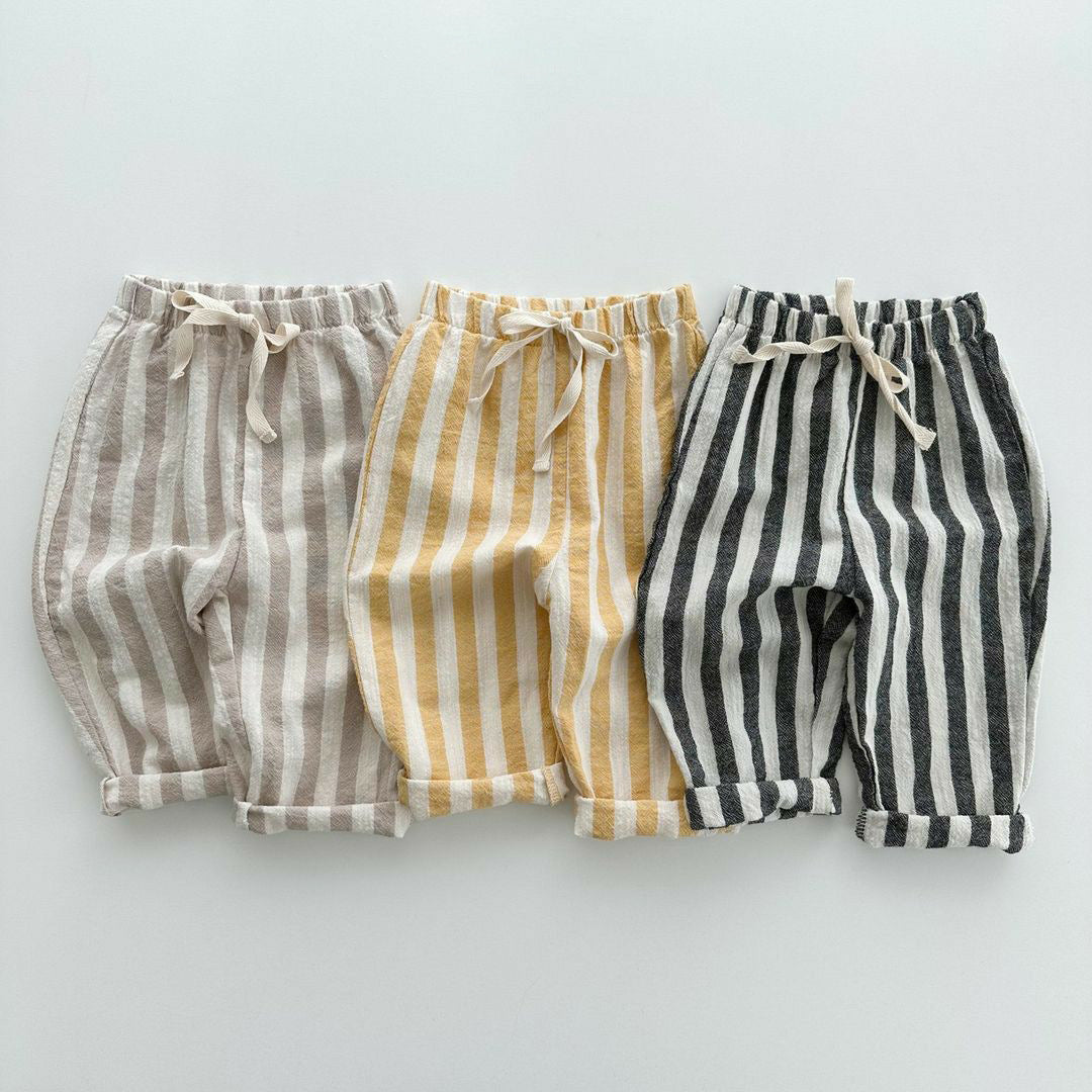 Baby summer pants new cotton thin  casual children loose striped long pants