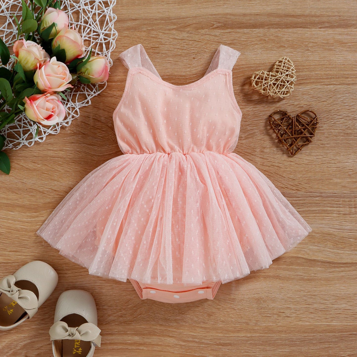Baby mesh halter skirt bow ha dress