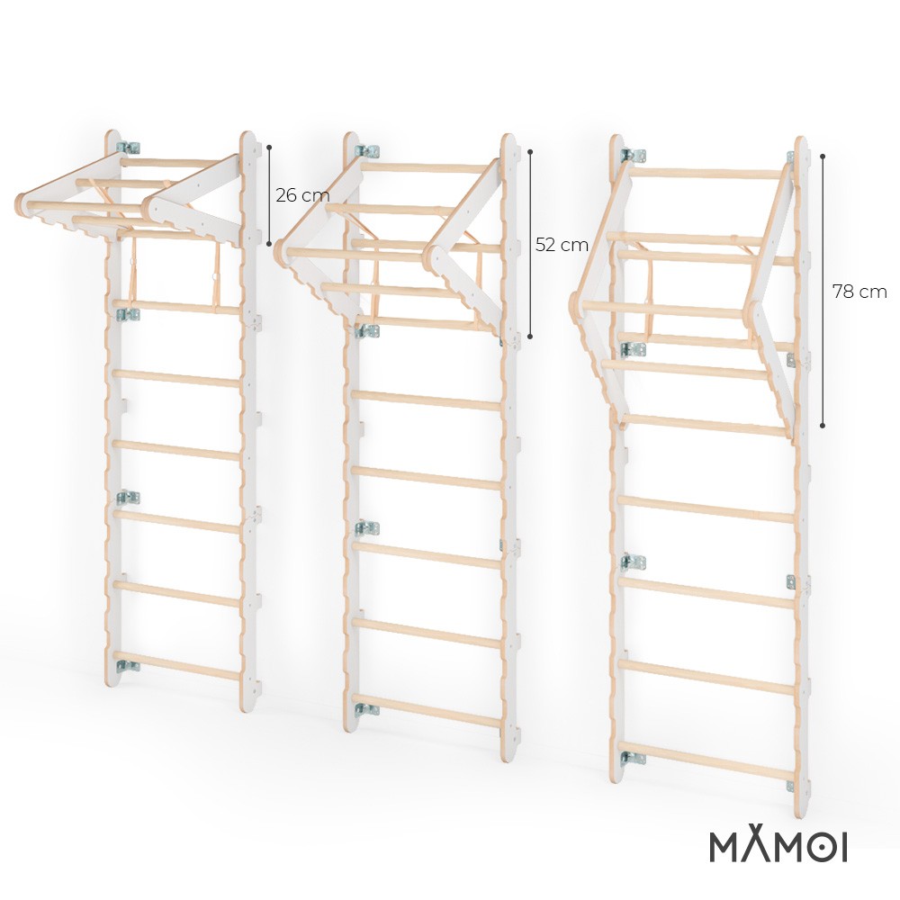 MAMOI® Klettergerüst Indoor, Sprossenwand für kinderzimmer, Turnringe kinder für klettern, Kletterwand und spielgeräte Yarnwood, Turngeräte mit Klimmzugstange für drinnen, Sportgeräte ab 3 jahre-6