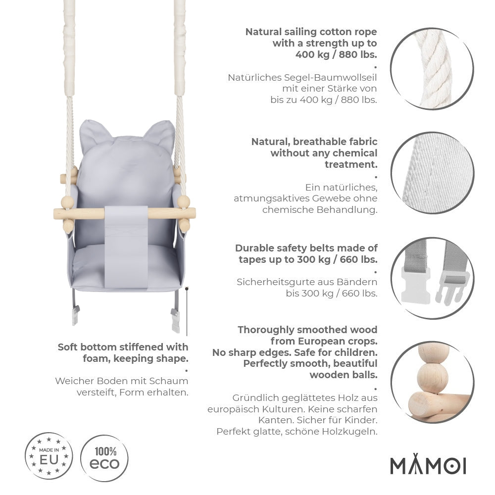 MAMOI® Babyschaukel, Baby-/Kinderschaukel aus Holz-2