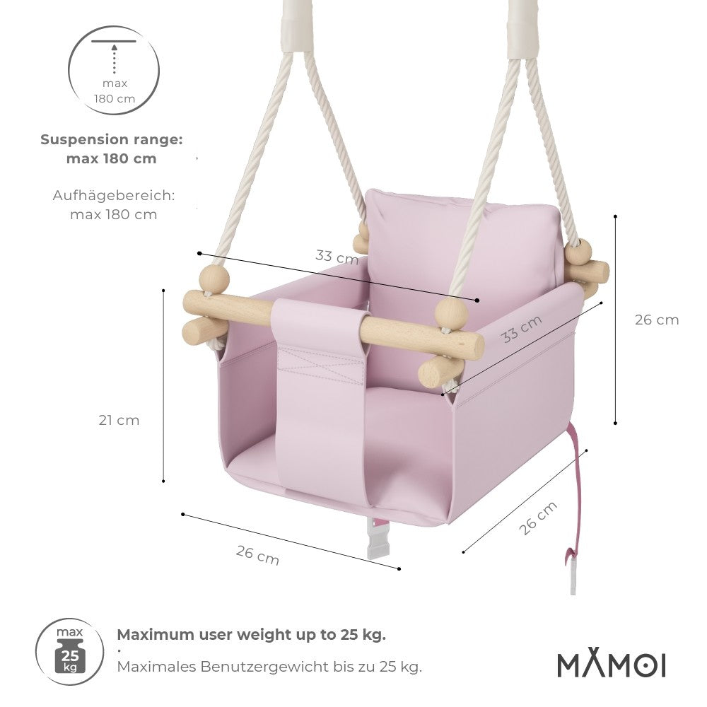 MAMOI® Babyschaukel, Baby schaukel Indoor Outdoor, Kinderschaukel aus Holz, Holzschaukel für Kinder, Schaukeln für türrahmen, Swing, Kleinkinderschaukel ab 1 jahr für Kinderzimmer-1