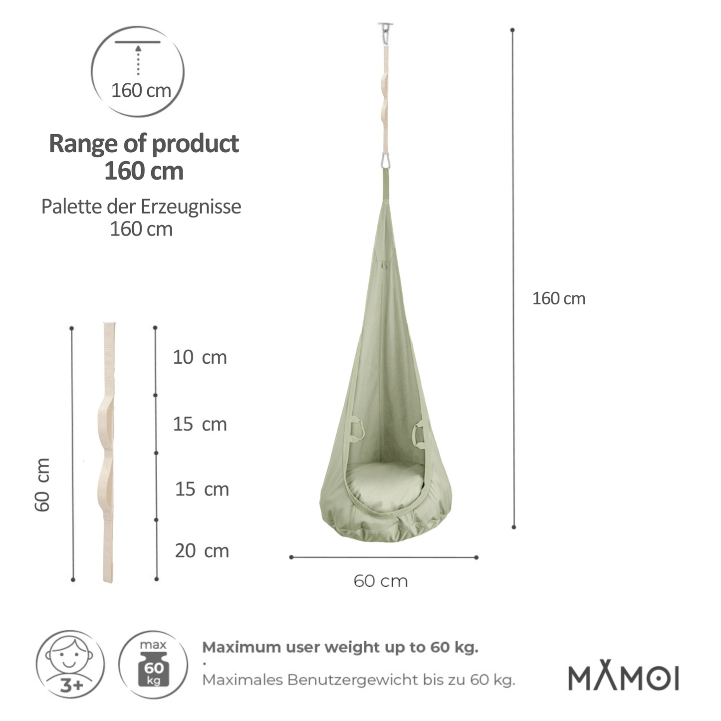 MAMOI® Hängesessel für kinder, Schaukel für kinderzimmer, Hängehöhle, Hängeschaukel, Sensory swing, Schaukeltuch indoor, Hängesack, Tuchschaukel, Babyschaukel, Hängetuch-1