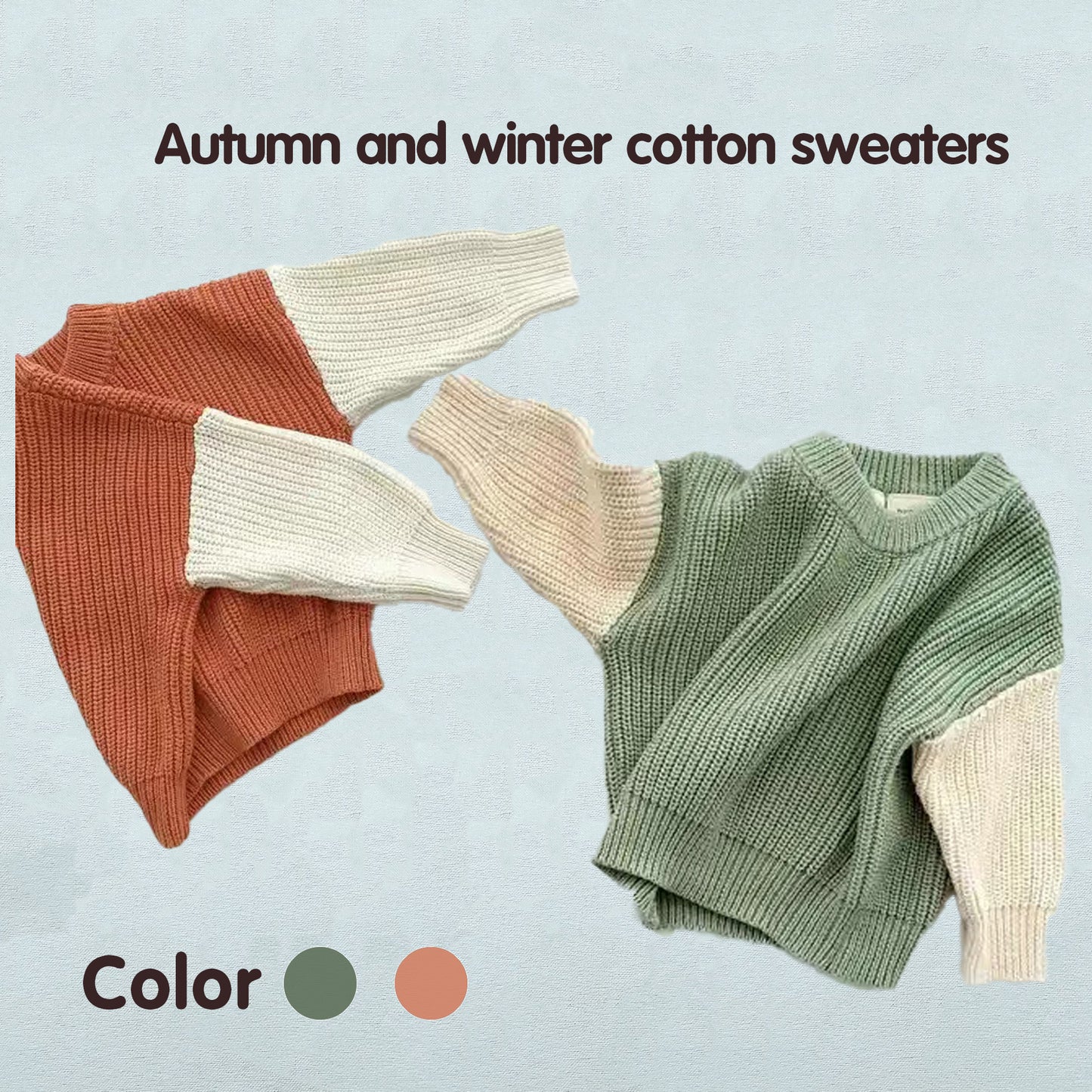 Autumn Winter Newborn Baby Boys Girls Warm Sweaters Long Sleeve Round Neck Contrast Color Loose Knitwears Sweaters Tops Clothes