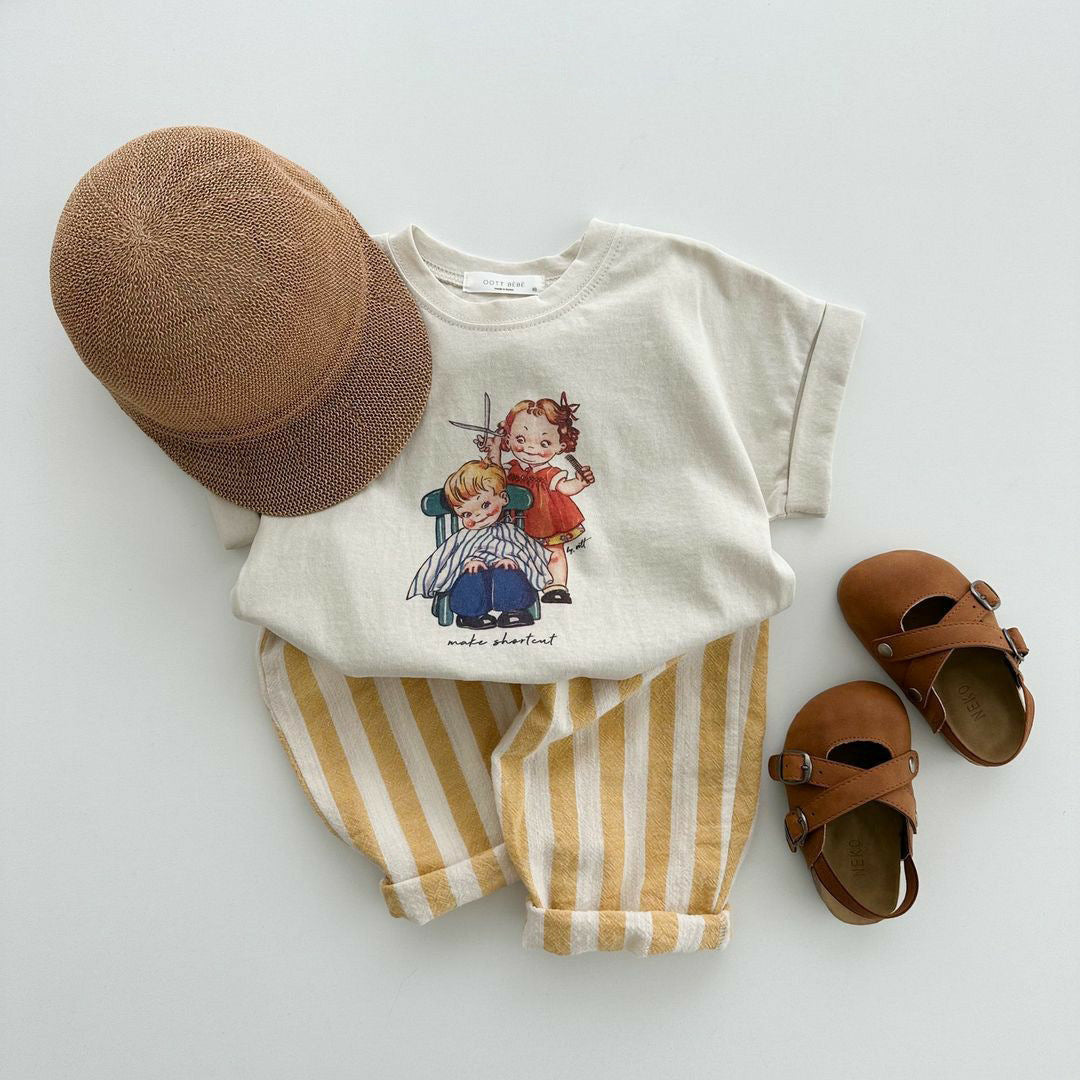 Baby summer pants new cotton thin  casual children loose striped long pants