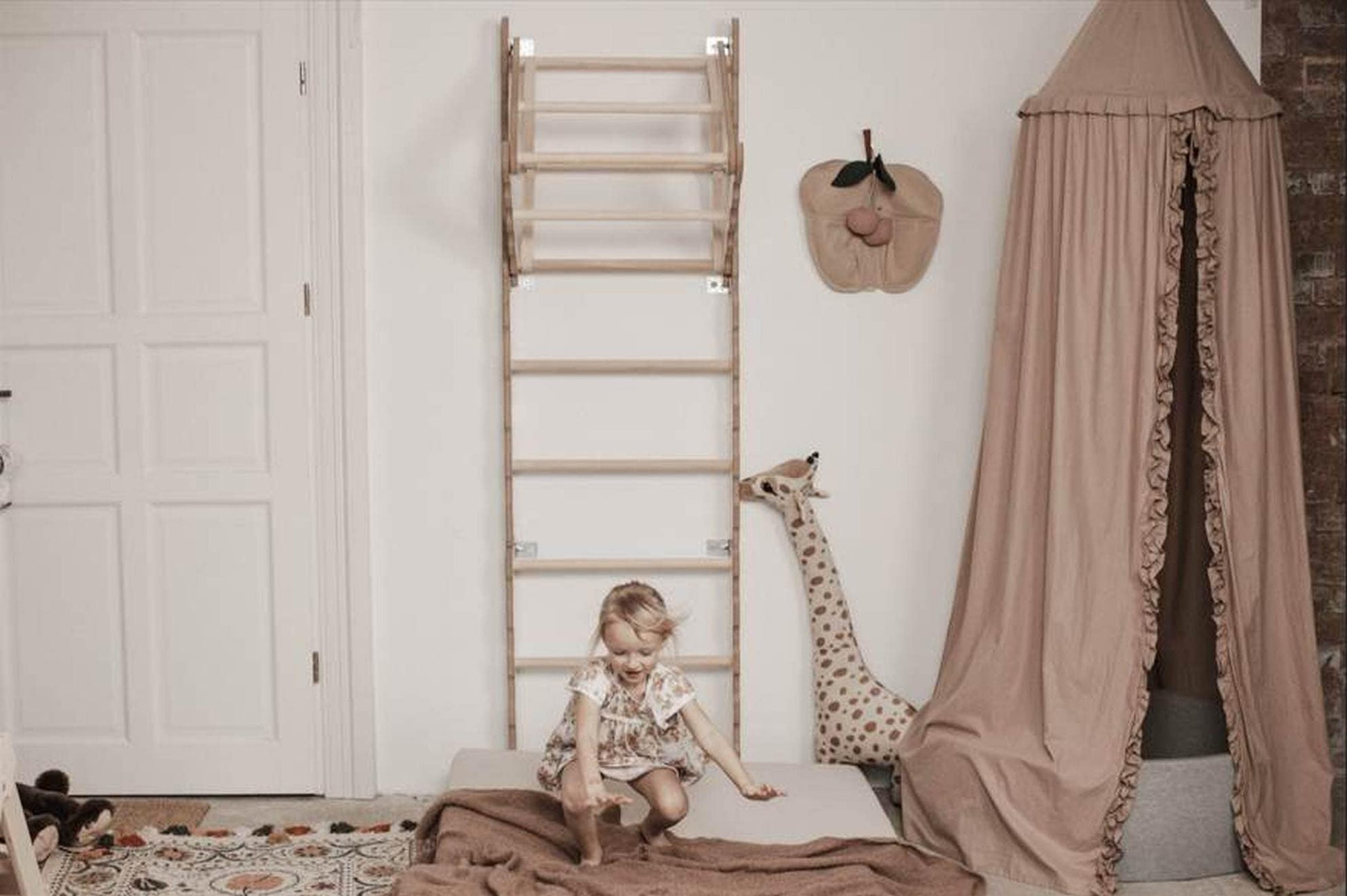 MAMOI® Klettergerüst Indoor, Sprossenwand für kinderzimmer, Turnringe kinder für klettern, Kletterwand und spielgeräte Yarnwood, Turngeräte mit Klimmzugstange für drinnen, Sportgeräte ab 3 jahre-4
