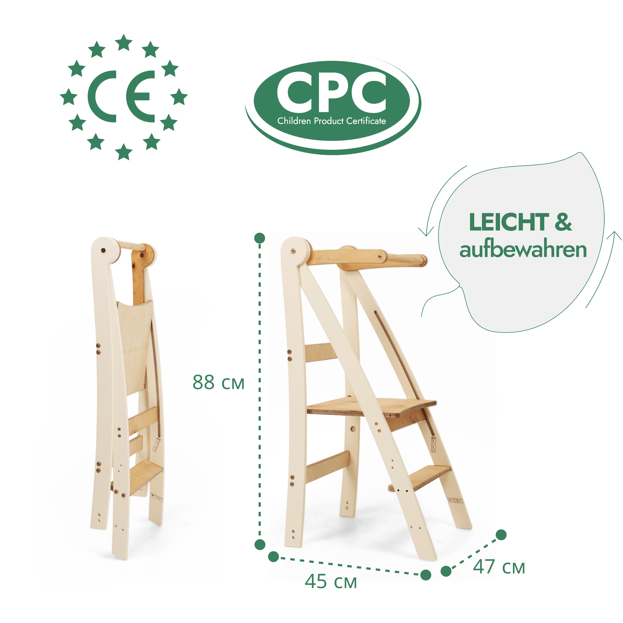 Montessori Lernturm - Höhenverstellbarer Kinderstuhl